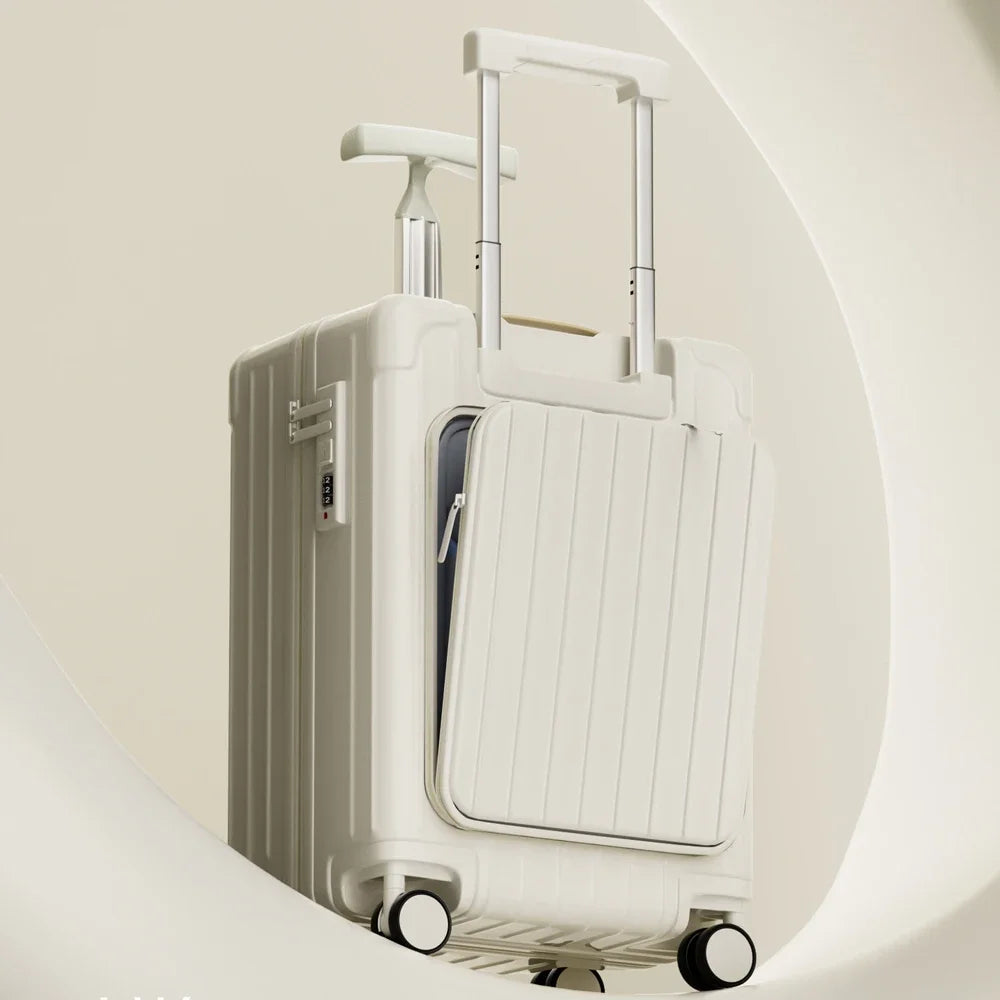 Valise Cabine Enfant à Ouverture Frontale avec Compartiment Ordinateur et Roues Spinner